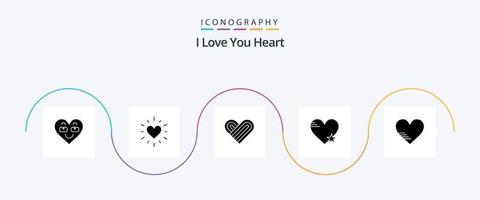 paquete de iconos de glifo de corazón 5 que incluye. como. estrella. amar. favorito vector