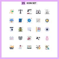 Modern Set of 25 Flat Colors and symbols such as optimization keywords printing engine laptop Editable Vector Design Elements