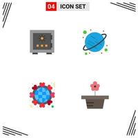 4 Universal Flat Icon Signs Symbols of lock space protection security heart Editable Vector Design Elements