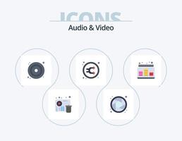 paquete de iconos planos de audio y video 5 diseño de iconos. control. barajar. disco. aleatorio. mezcla vector