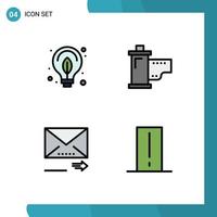 User Interface Pack of 4 Basic Filledline Flat Colors of energy email bulb film navigation Editable Vector Design Elements