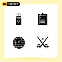 Modern Set of 4 Solid Glyphs Pictograph of candle bitcoin clipboard page cryptocurrency Editable Vector Design Elements