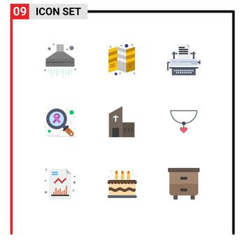 Set of 9 Modern UI Icons Symbols Signs for building search typewriter infection paper Editable Vector Design Elements