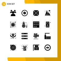 16 iconos creativos signos y símbolos modernos de horas alrededor de elementos de diseño de vectores editables de juegos de naturaleza ligera