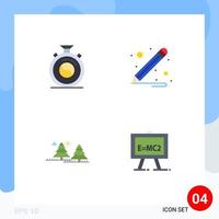 4 Creative Icons Modern Signs and Symbols of clock tree practice forest chemistry Editable Vector Design Elements
