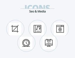 Seo and Media Line Icon Pack 5 Icon Design. time. wrong. broadcast. seo. player vector
