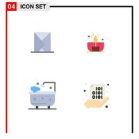 Group of 4 Modern Flat Icons Set for email shine message dark bathroom Editable Vector Design Elements