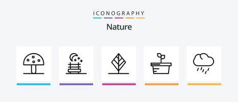 paquete de iconos de la línea natural 5 que incluye . verano. asiento de noche naturaleza. clima. diseño de iconos creativos vector