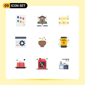 Universal Icon Symbols Group of 9 Modern Flat Colors of development coding plumbing browser kids Editable Vector Design Elements