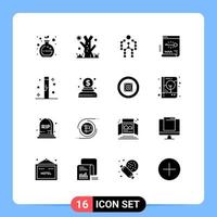 16 Universal Solid Glyph Signs Symbols of day password capture document secure Editable Vector Design Elements