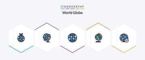 paquete de iconos de 25 líneas completas de globo que incluye . web. mundo. Internet. mapa vector