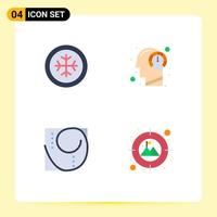 Pack of 4 creative Flat Icons of cold perfection fast mind science Editable Vector Design Elements