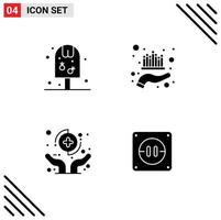 Stock Vector Icon Pack of 4 Line Signs and Symbols for ice hands food management healthcare Editable Vector Design Elements