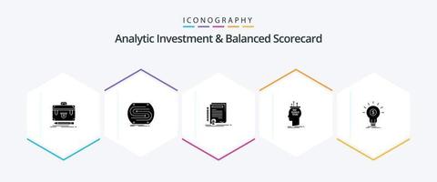 paquete de iconos de 25 glifos de inversión analítica y cuadro de mando integral que incluye la conclusión. algoritmo. partido. documento. contrato vector