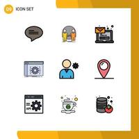 Universal Icon Symbols Group of 9 Modern Filledline Flat Colors of software coding computer app login Editable Vector Design Elements