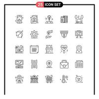 25 User Interface Line Pack of modern Signs and Symbols of pin pen design pencil strategy solution Editable Vector Design Elements