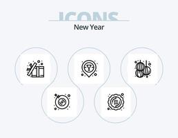 New Year Line Icon Pack 5 Icon Design. . gift. new. box. mission vector