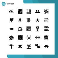 Set of 25 Commercial Solid Glyphs pack for sale twitter architecture user add Editable Vector Design Elements