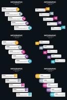 plantilla de diapositiva de presentación del paquete de infografías vectoriales 6 diagramas de ciclo de 5 pasos y líneas de tiempo vector