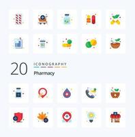 20 Pharmacy Flat Color icon Pack like health pharmacy help medicine emergency vector