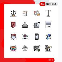 paquete de iconos de vector de stock de 16 signos y símbolos de línea para elementos de diseño de vector creativo editable de computadora de texto de torre de subrayado de premio