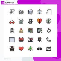 User Interface Pack of 25 Basic Filled line Flat Colors of share people chip group hardware Editable Vector Design Elements