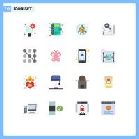 Set of 16 Modern UI Icons Symbols Signs for security lock modification search travel Editable Pack of Creative Vector Design Elements