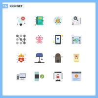 Set of 16 Modern UI Icons Symbols Signs for security lock modification search travel Editable Pack of Creative Vector Design Elements