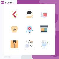 Modern Set of 9 Flat Colors and symbols such as seo gear idea festival bulb ab Editable Vector Design Elements