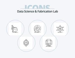 paquete de iconos de línea de laboratorio de fabricación y ciencia de datos 5 diseño de iconos. herramientas. diseñador. caja. diseño. conocimiento vector