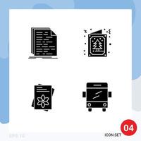 User Interface Pack of 4 Basic Solid Glyphs of code seeds programming card flower Editable Vector Design Elements