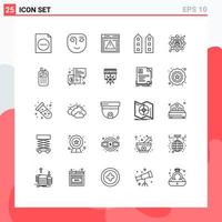 Universal Icon Symbols Group of 25 Modern Lines of email store computing shops house Editable Vector Design Elements