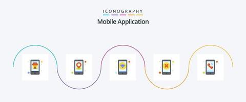 paquete de iconos planos de 5 aplicaciones móviles que incluye llamada. aplicación aplicación Eliminar. cerca vector