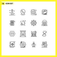 16 User Interface Outline Pack of modern Signs and Symbols of business analytics location report shop Editable Vector Design Elements