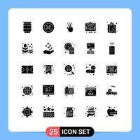 Group of 25 Modern Solid Glyphs Set for autumn shopping bag mobile bag management Editable Vector Design Elements