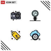 Stock Vector Icon Pack of 4 Line Signs and Symbols for art discount camera knowledge tag Editable Vector Design Elements