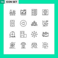 User Interface Pack of 16 Basic Outlines of football game screen live page Editable Vector Design Elements