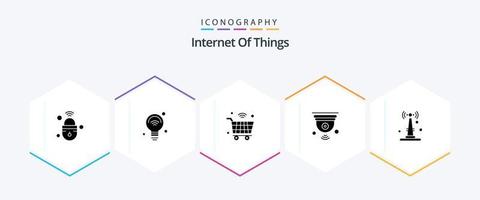 Internet Of Things 25 Glyph icon pack including internet of things. camera. iot. wifi. internet of things vector
