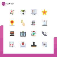 Modern Set of 16 Flat Colors Pictograph of navigation studio computer media online Editable Pack of Creative Vector Design Elements