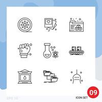 9 iconos creativos signos y símbolos modernos de la ciencia átomo boda llave arquitecto elementos de diseño vectorial editables vector