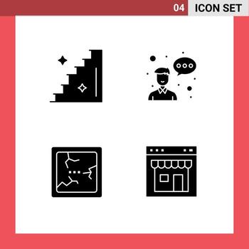 Set of 4 Vector Solid Glyphs on Grid for floor mirror avatar profession interface Editable Vector Design Elements