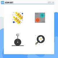 Editable Vector Line Pack of 4 Simple Flat Icons of leaf profit revenue make monocycle Editable Vector Design Elements