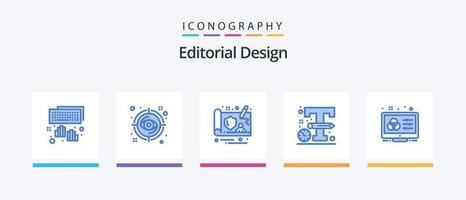 Editorial Design Blue 5 Icon Pack Including adjustment. design. view. sketch. design. Creative Icons Design vector