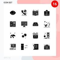16 Solid Glyph concept for Websites Mobile and Apps visa passport money digital content Editable Vector Design Elements