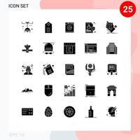 25 Universal Solid Glyphs Set for Web and Mobile Applications phone security wear folder bug Editable Vector Design Elements