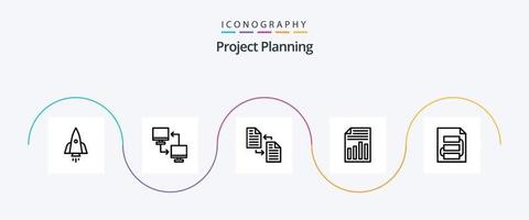 paquete de iconos de la línea 5 de planificación del proyecto, incluida la página. documento. intercambio. transferir. expediente vector