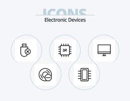 paquete de iconos de línea de dispositivos 5 diseño de iconos. desct. ordenadores. artilugio. vara. hardware vector