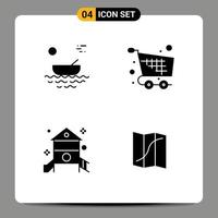 Set of 4 Modern UI Icons Symbols Signs for boat checkout river checkout kids Editable Vector Design Elements