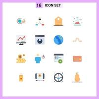 Mobile Interface Flat Color Set of 16 Pictograms of acid tag company basic people Editable Pack of Creative Vector Design Elements