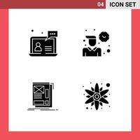 paquete de iconos de vector de stock de 4 signos y símbolos de línea para elementos de diseño de vector editables web de rutina de cliente de cable de soporte